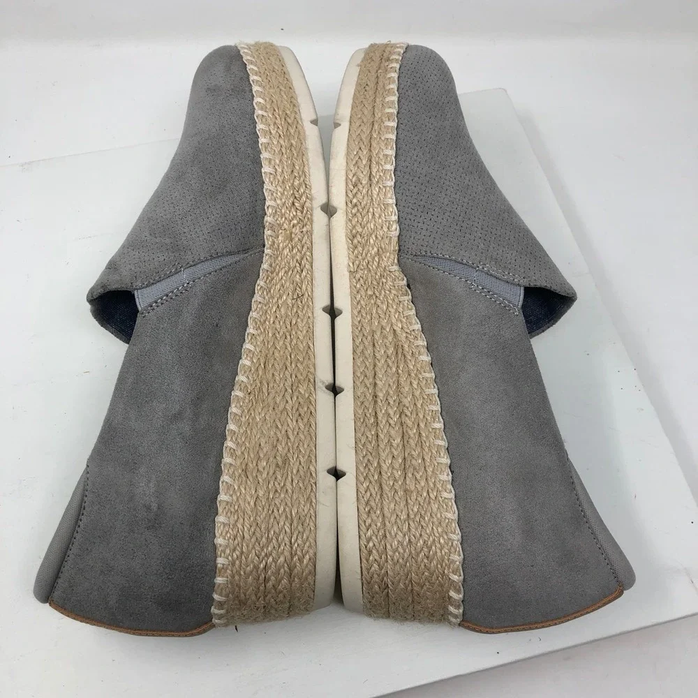 Dr. Scholls Frankley Wedge Sneaker Womens 9.5 Grey Perforated Espadrille Slip On